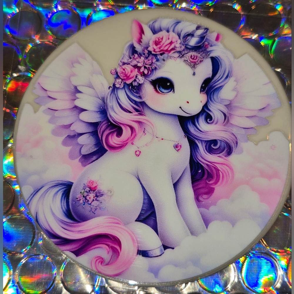 Cute Unicorn Pegasus Custom Christmas Ornament with Real Pearl #1036